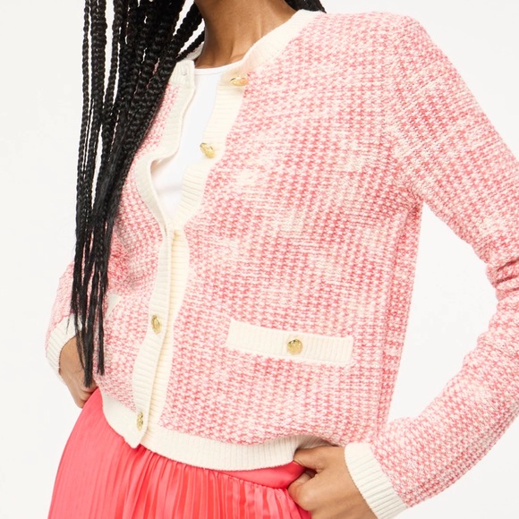 J. Crew Factory Pink and White Cardigan - Picture 5 of 6